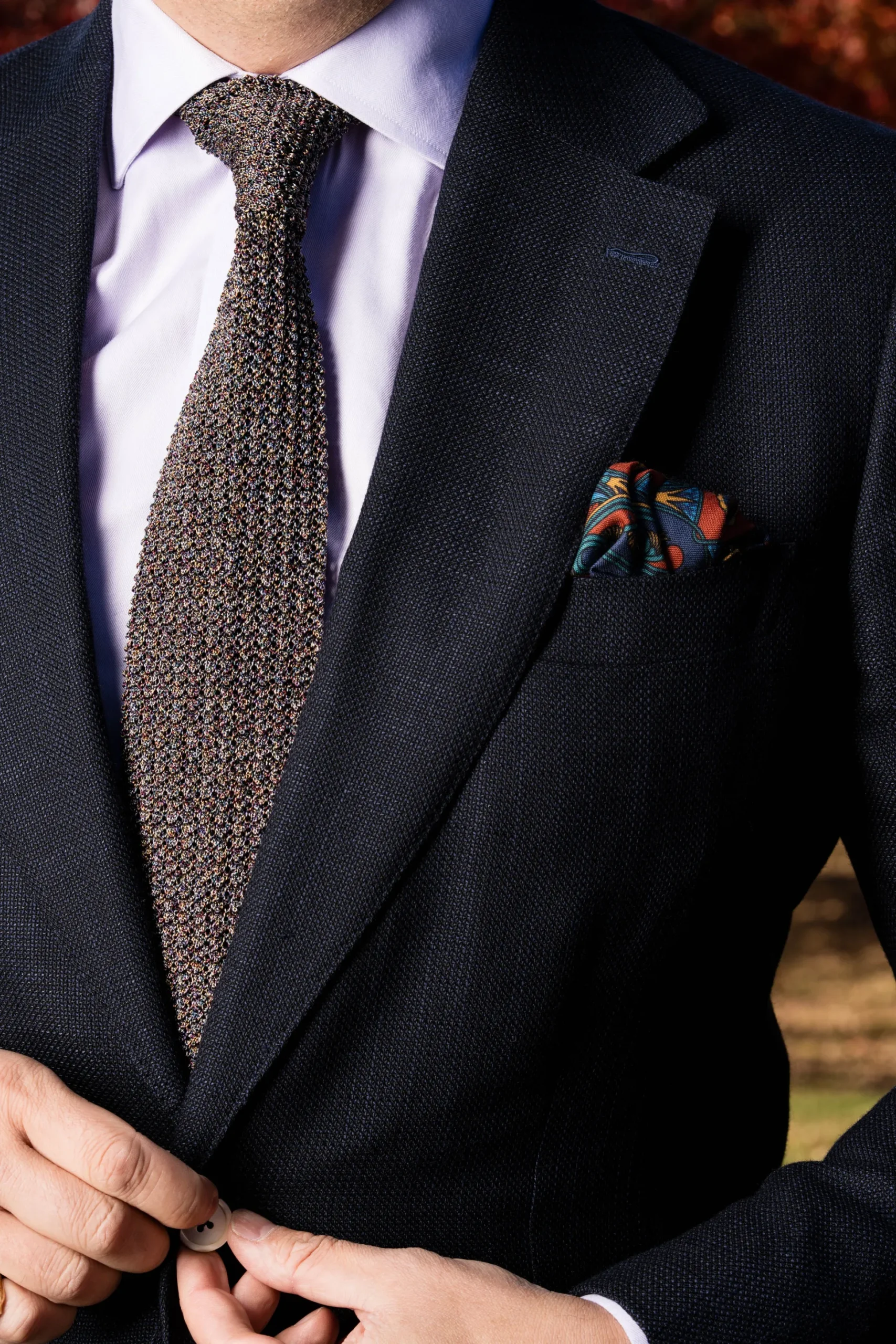Melange Dark Heather Silk Wide Knit Tie