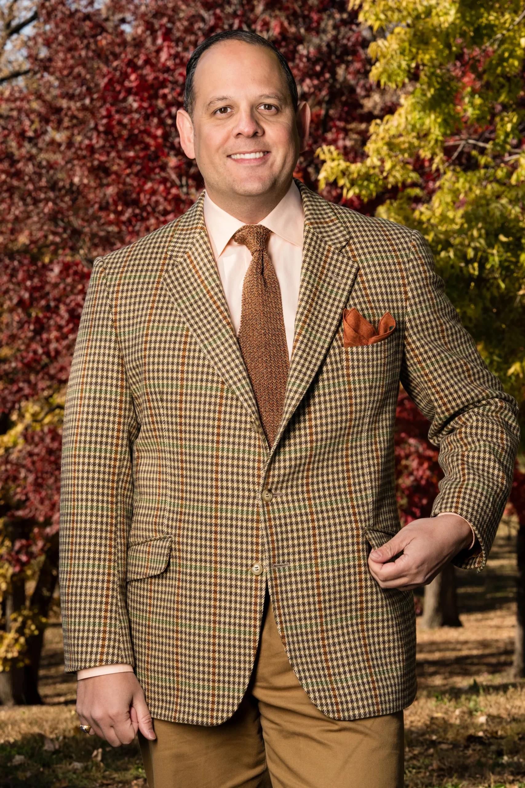 Melange Fall Orange Silk Knit Tie