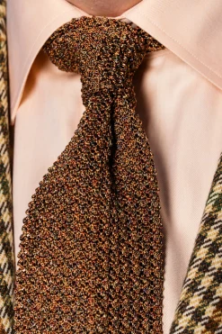 Melange Fall Orange Silk Knit Tie