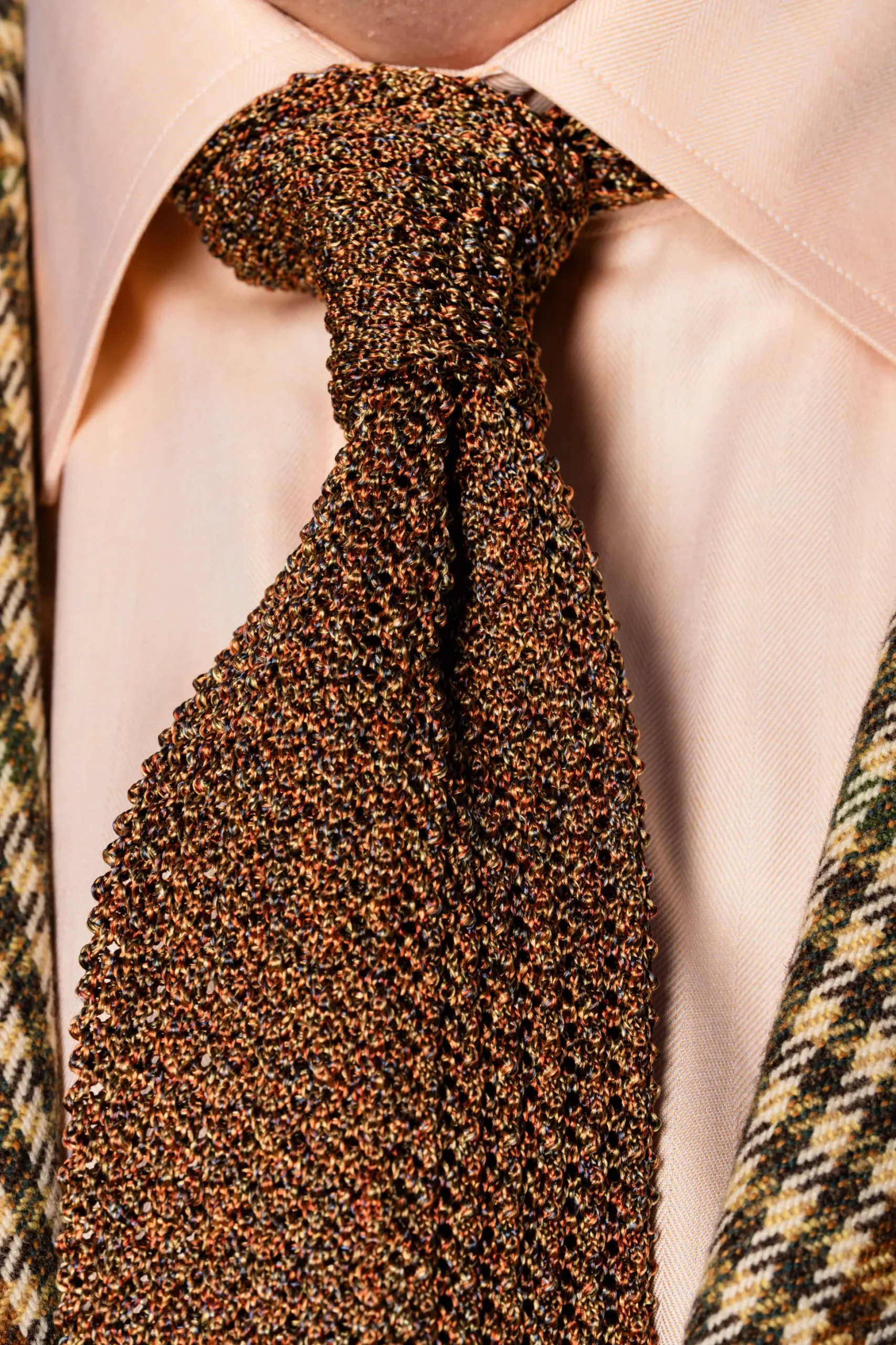 Melange Fall Orange Silk Knit Tie