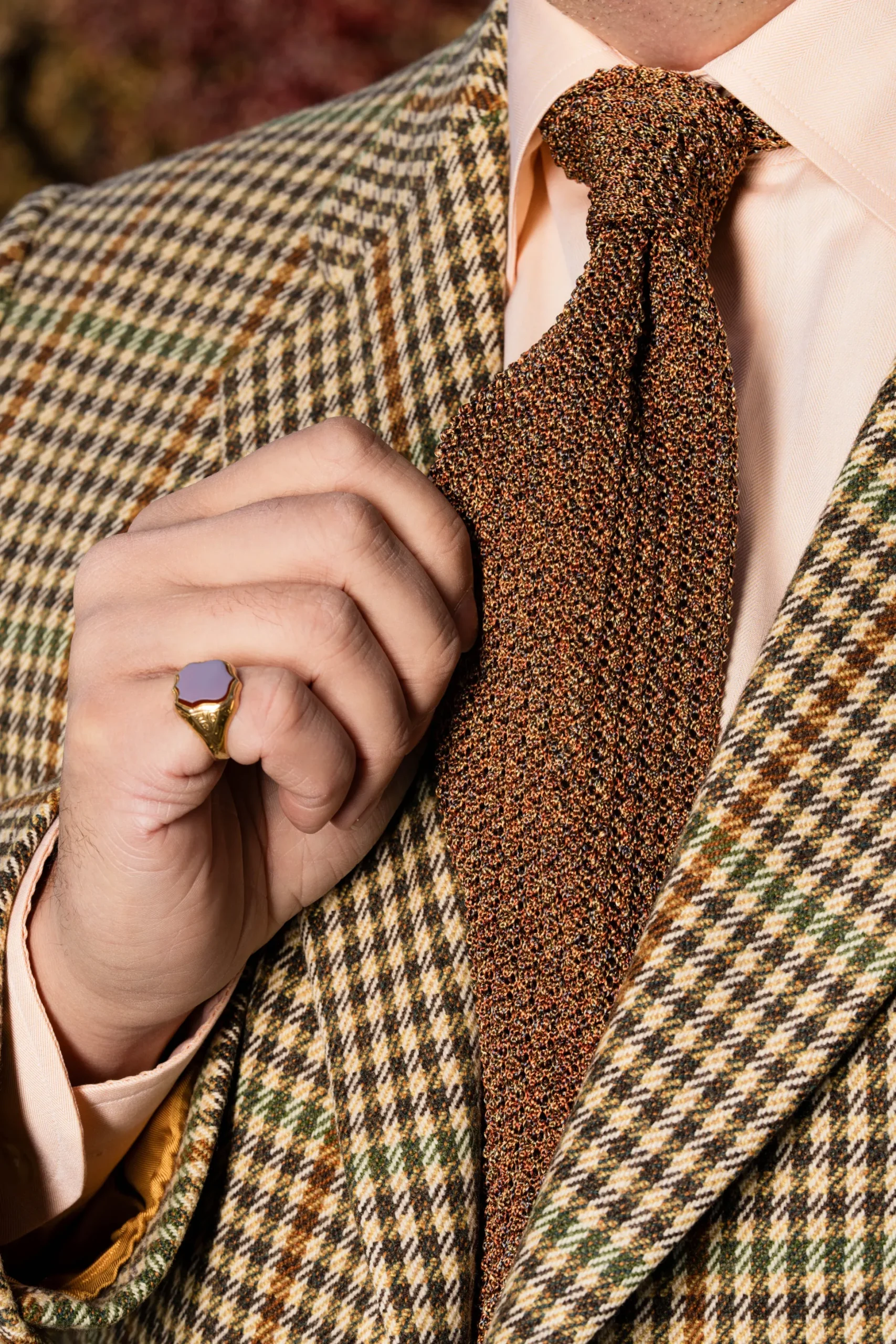 Melange Fall Orange Silk Knit Tie