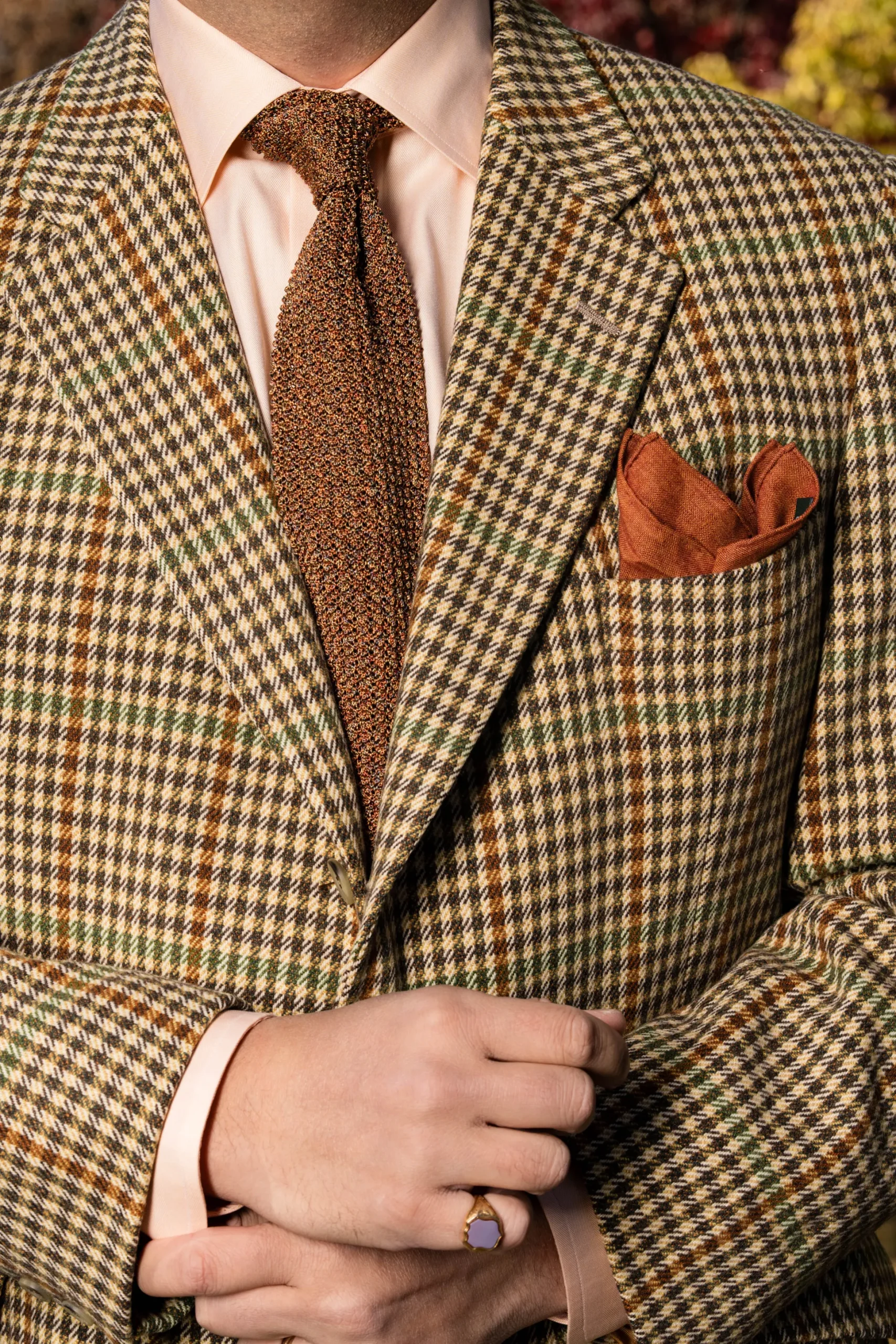 Melange Fall Orange Silk Knit Tie