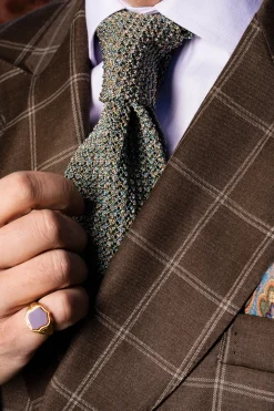 Melange Oatmeal & Spring Silk Knit Tie
