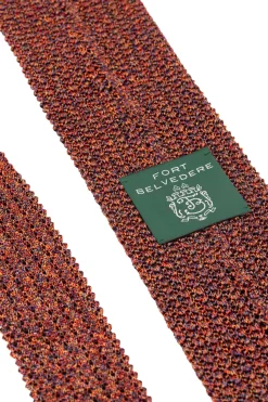 Melange Orange-Red Silk Knit Tie
