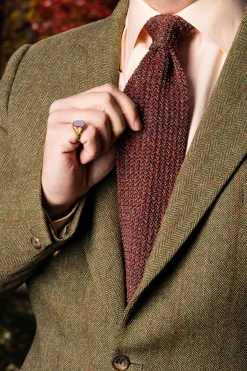 Melange Orange-Red Silk Knit Tie