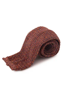 Melange Orange-Red Silk Knit Tie