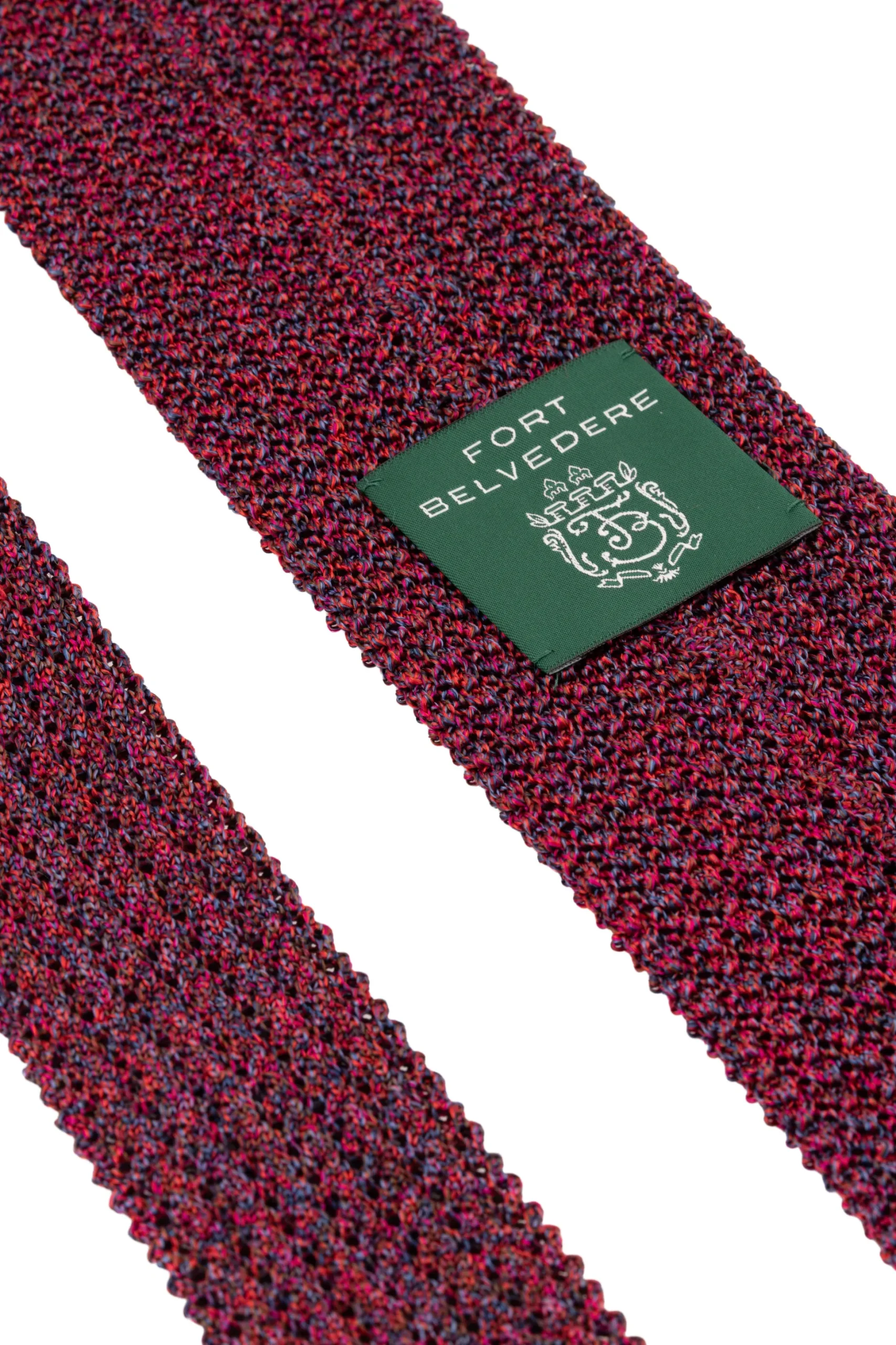 Melange Red Silk Knit Tie