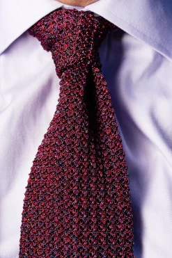Melange Red Silk Knit Tie