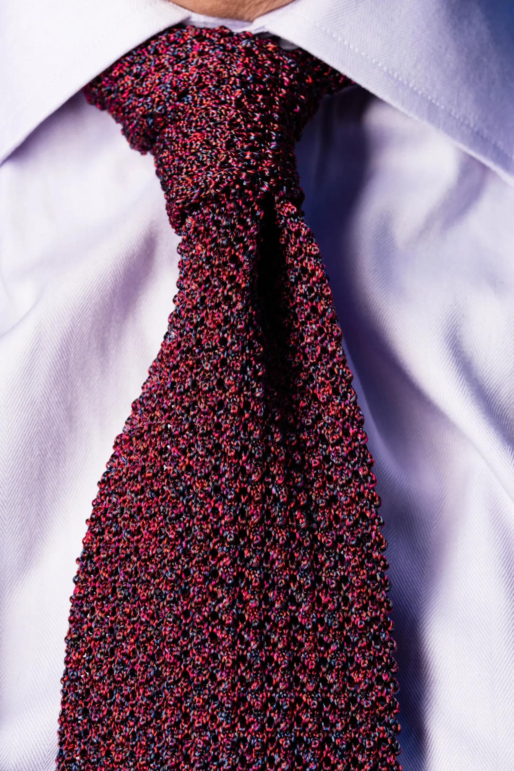 Melange Red Silk Knit Tie