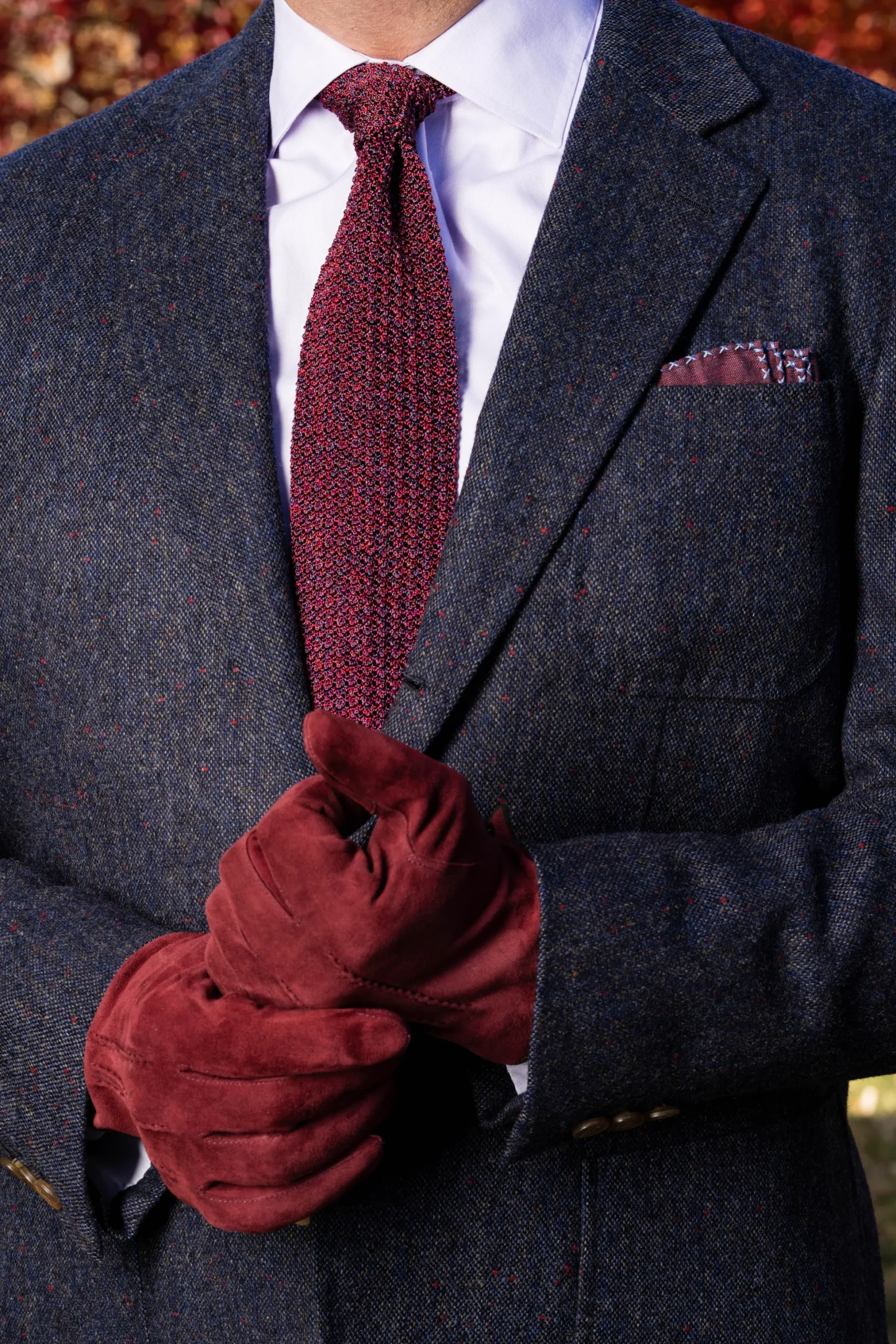 Melange Red Silk Knit Tie