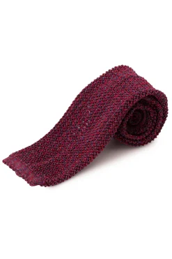 Melange Red Silk Knit Tie
