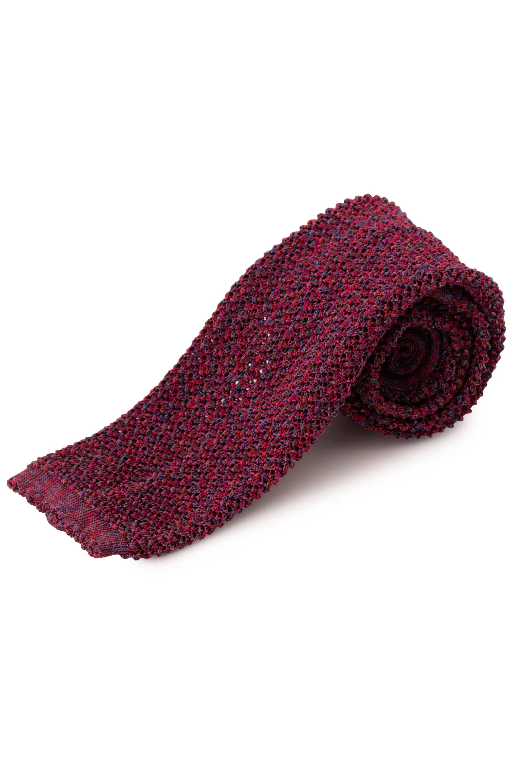 Melange Red Silk Knit Tie