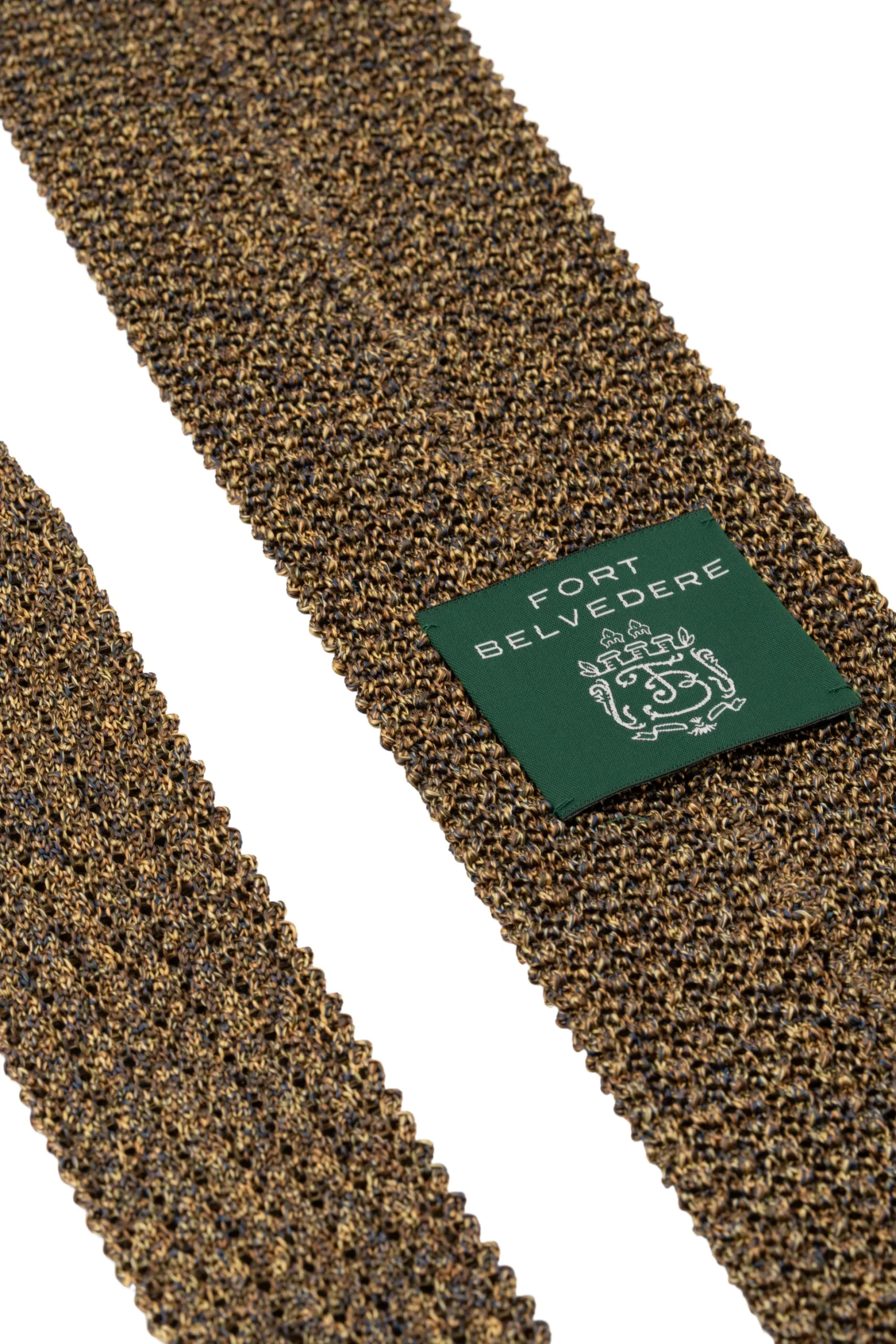 Melange Yellow & Brown Silk Knit Tie