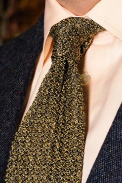 Melange Yellow & Brown Silk Knit Tie