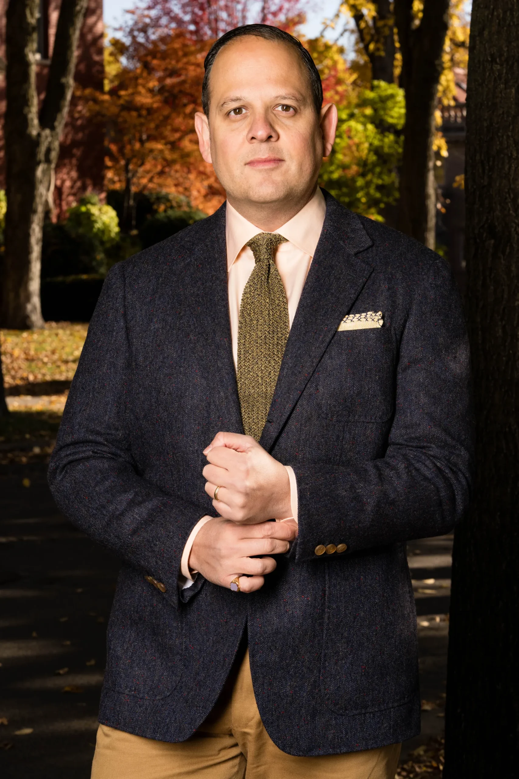 Melange Yellow & Brown Silk Knit Tie