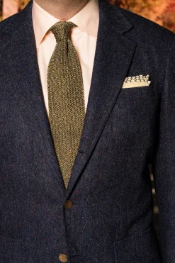 Melange Yellow & Brown Silk Knit Tie