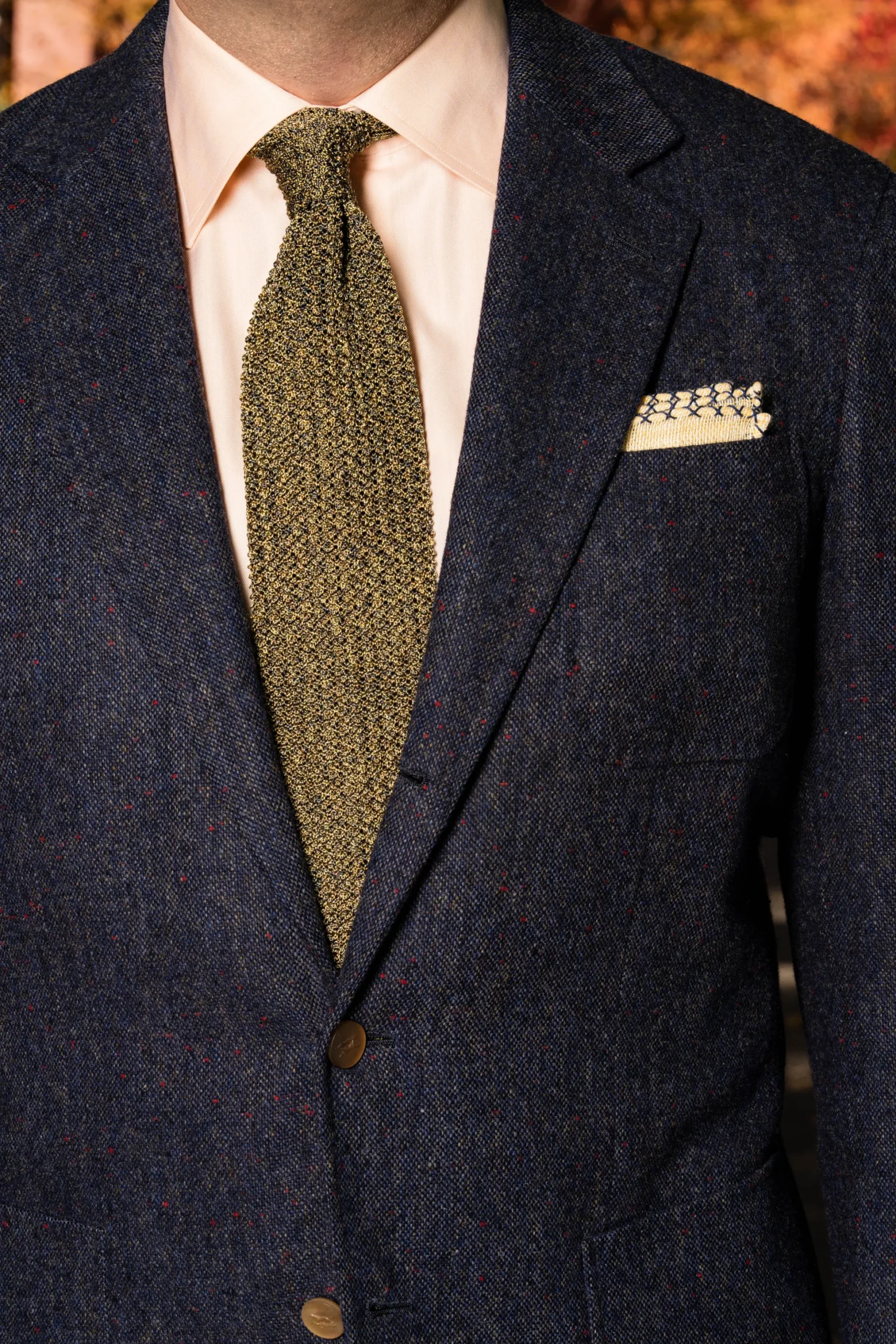 Melange Yellow & Brown Silk Knit Tie