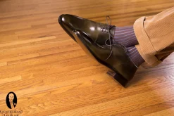 Mid Brown & Blue Shadow Stripe Lightweight Cotton Socks
