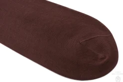 Mid Brown Cotton Socks with Green & Cream Clocks