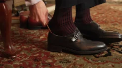 Midnight Blue & Burgundy Red Shadow Stripe Lightweight Cotton Socks