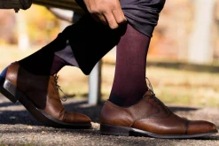 Midnight Blue & Burgundy Two-Tone Cotton Socks