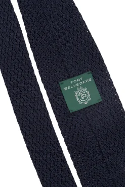 Midnight Blue Zigzag Silk Knit Tie