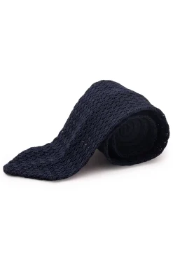 Midnight Blue Zigzag Silk Knit Tie