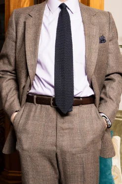 Midnight Blue Zigzag Silk Knit Tie