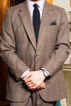 Midnight Blue Zigzag Silk Knit Tie