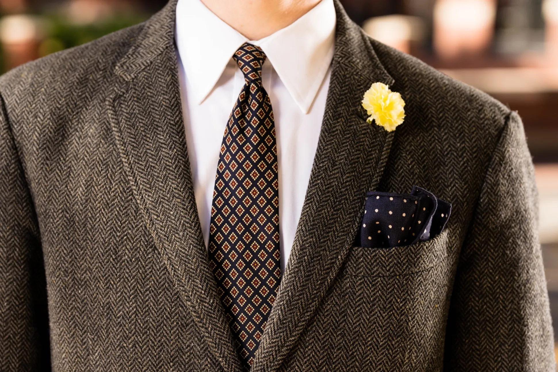 Mini Bright Yellow Carnation Silk Boutonnière Flower
