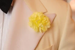 Mini Bright Yellow Carnation Silk Boutonnière Flower