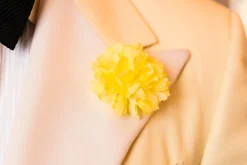 Mini Bright Yellow Carnation Silk Boutonnière Flower