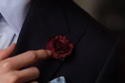 Mini Burgundy Carnation Silk Boutonnière Flower
