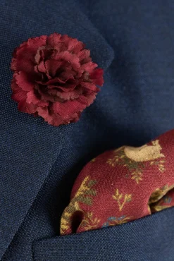 Mini Burgundy Carnation Silk Boutonnière Flower