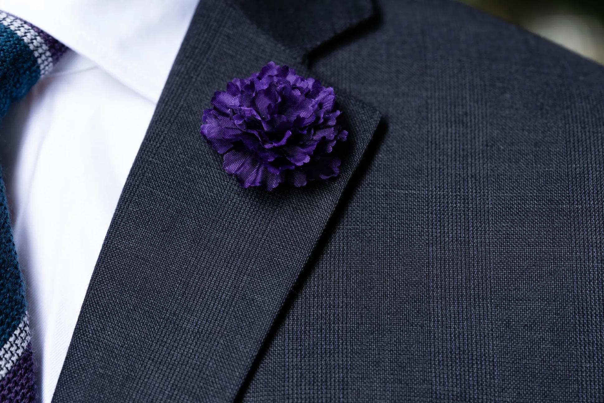 Mini Dark Purple Carnation Boutonnière Flower