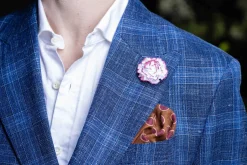 Mini Magenta-Edged White Carnation Boutonnière