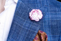 Mini Magenta-Edged White Carnation Boutonnière