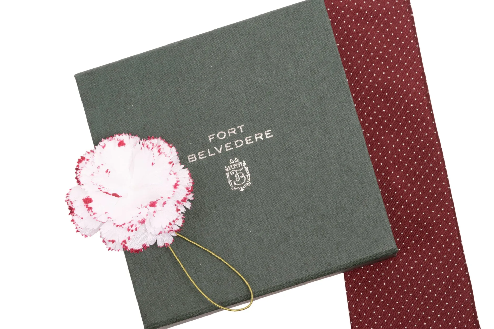 Mini Magenta-Edged White Carnation Boutonnière