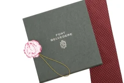 Mini Magenta-Edged White Carnation Boutonnière