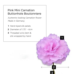 Mini Pink Carnation Silk Boutonnière Flower