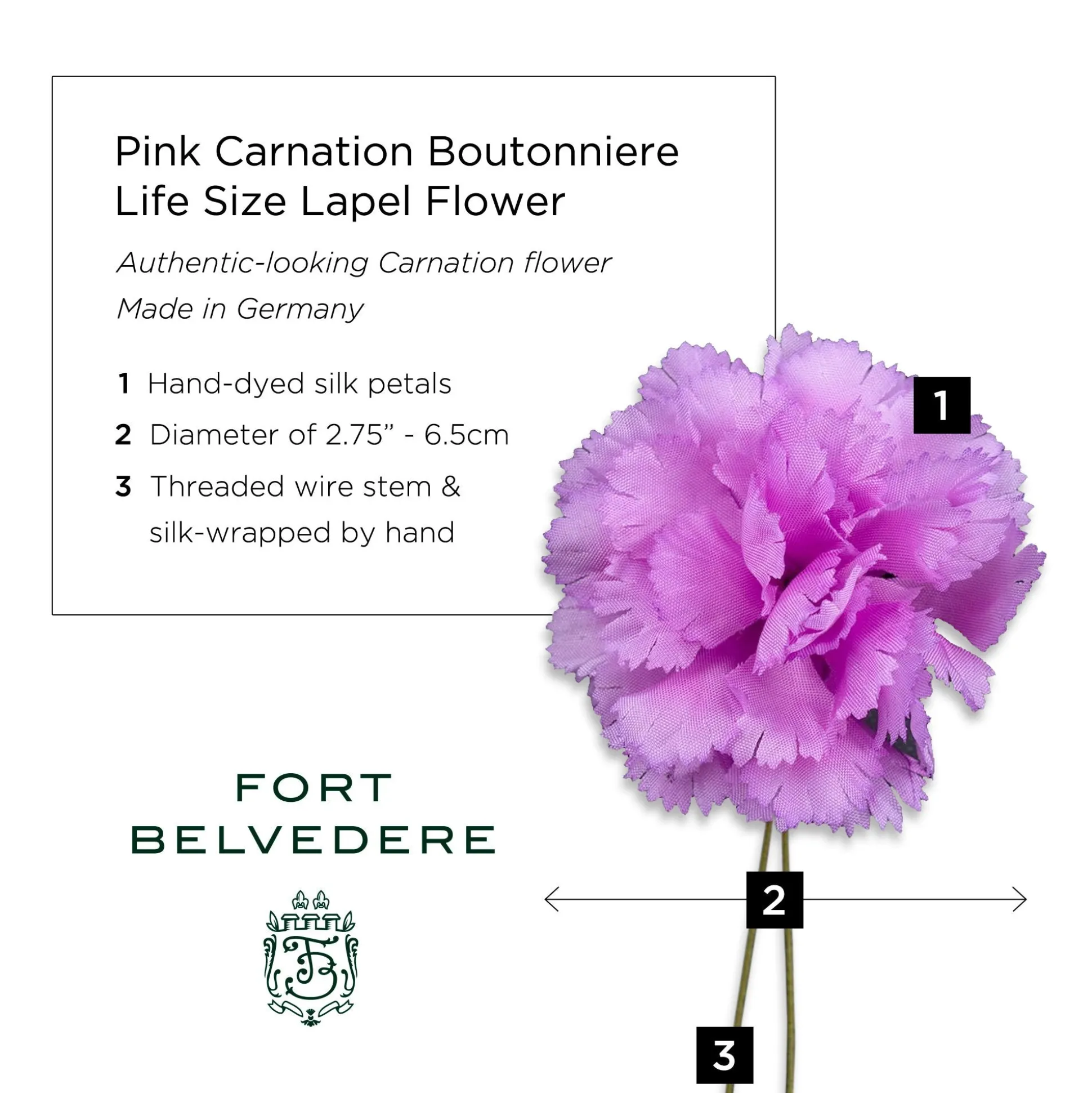 Mini Pink Carnation Silk Boutonnière Flower