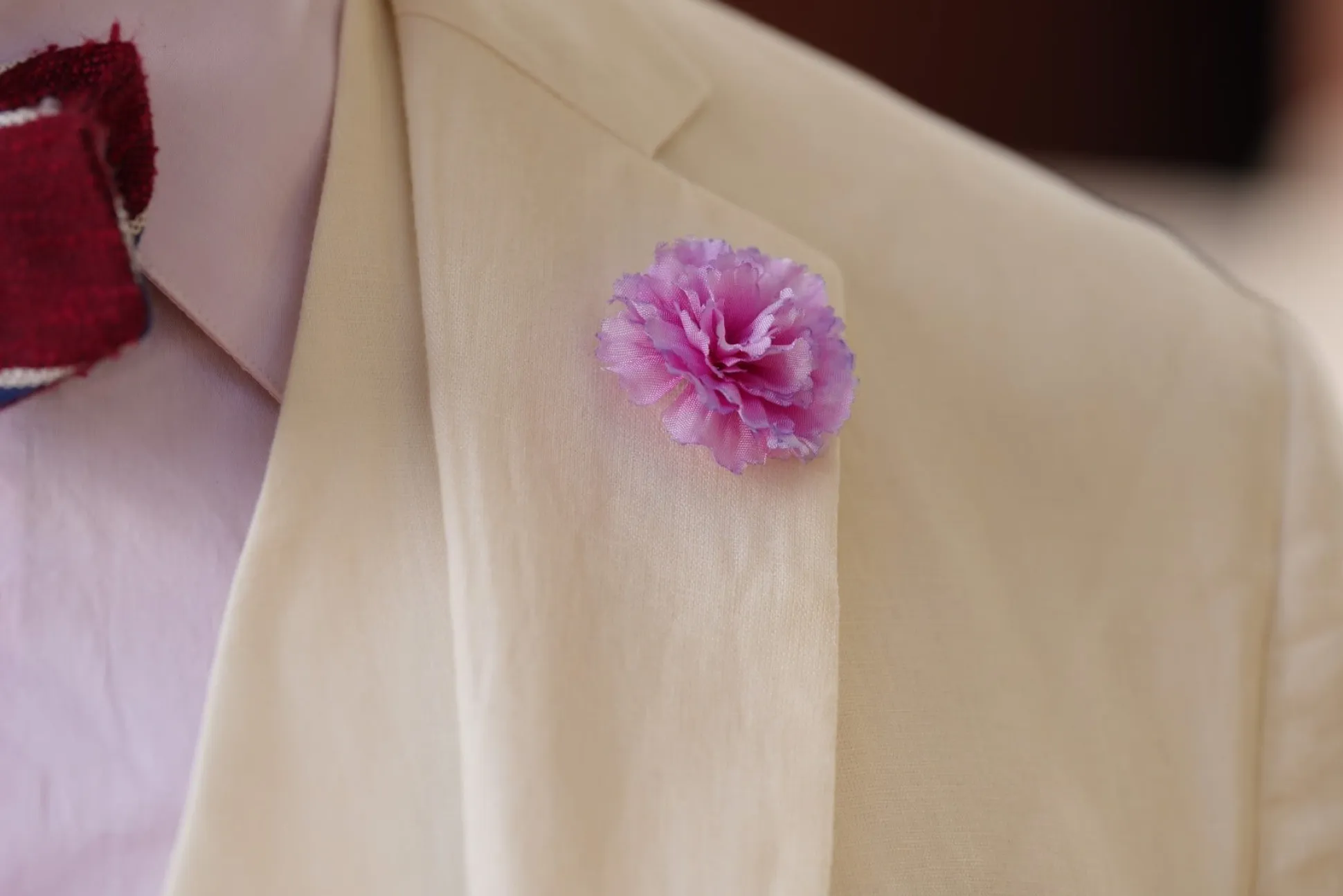 Mini Pink Carnation Silk Boutonnière Flower