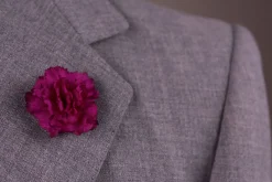 Mini Purple Carnation Silk Boutonnière Flower