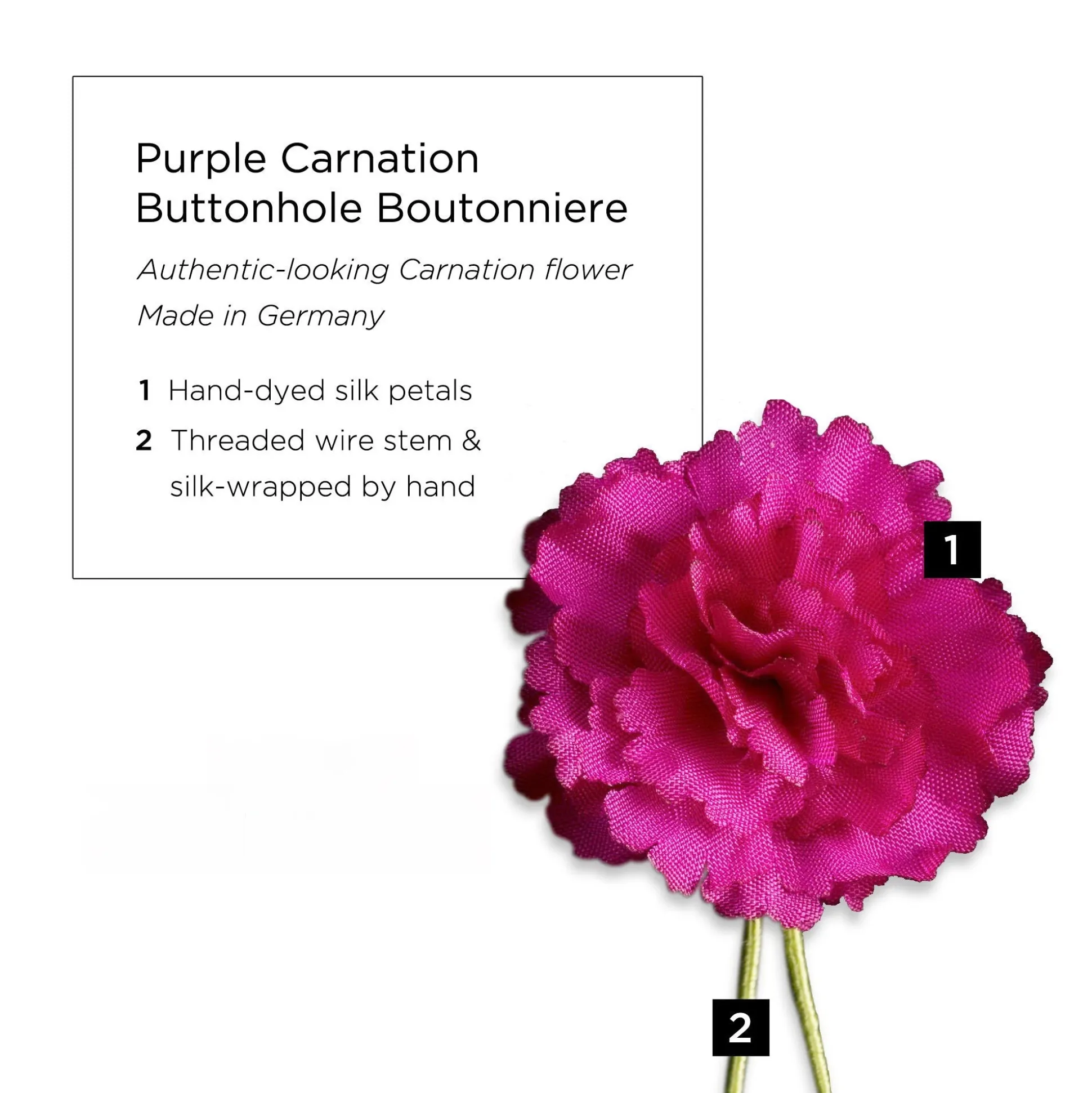 Mini Purple Carnation Silk Boutonnière Flower