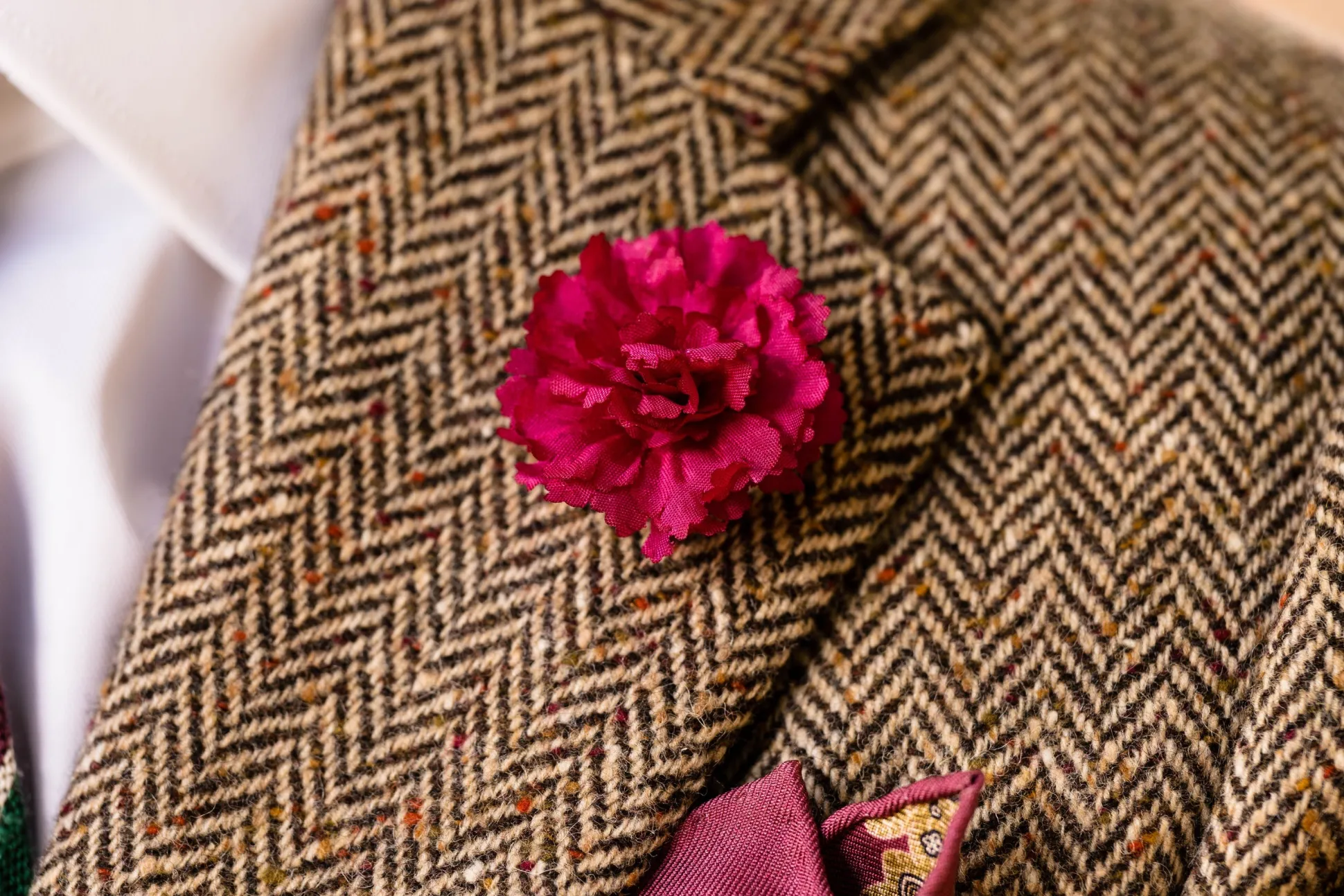 Mini Purple Carnation Silk Boutonnière Flower