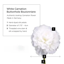 Mini White Carnation Silk Boutonnière Flower