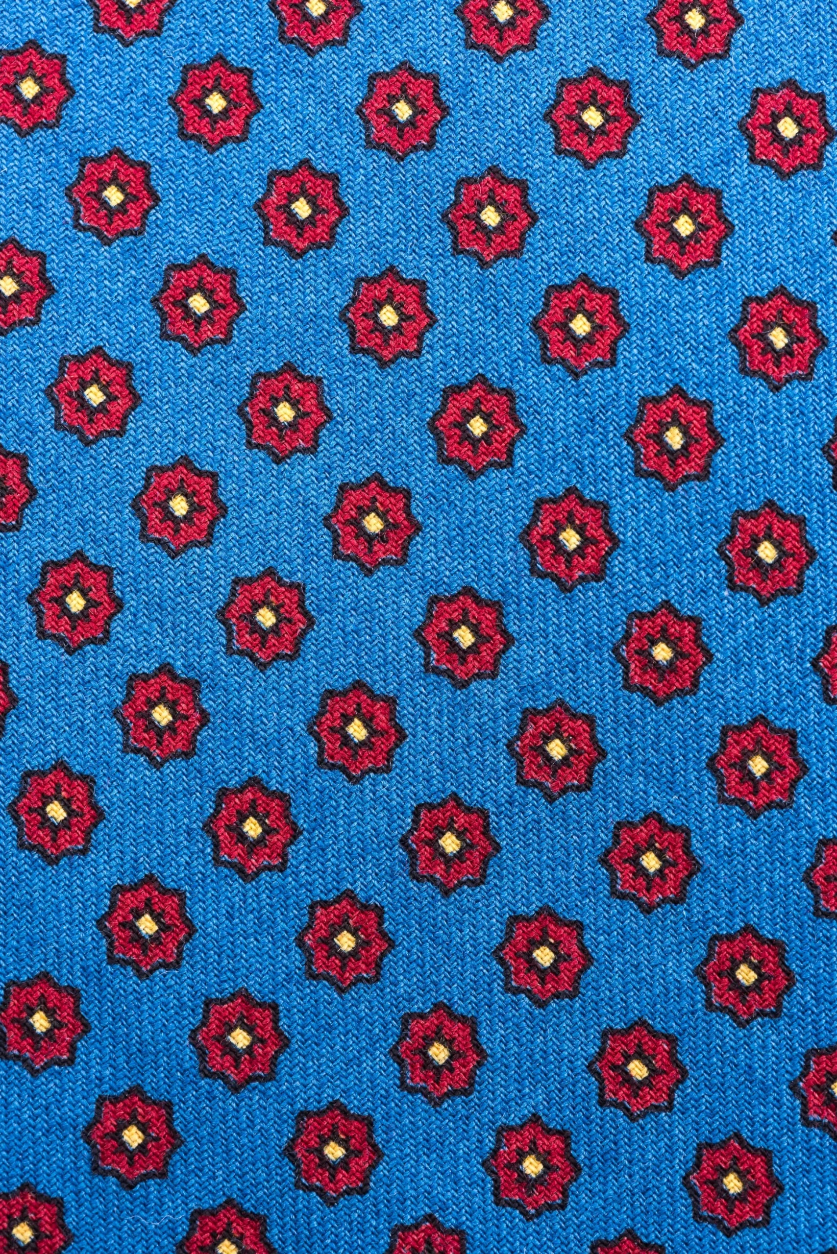 Mohair Blue Geometric Wool Challis Tie