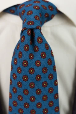 Mohair Blue Geometric Wool Challis Tie