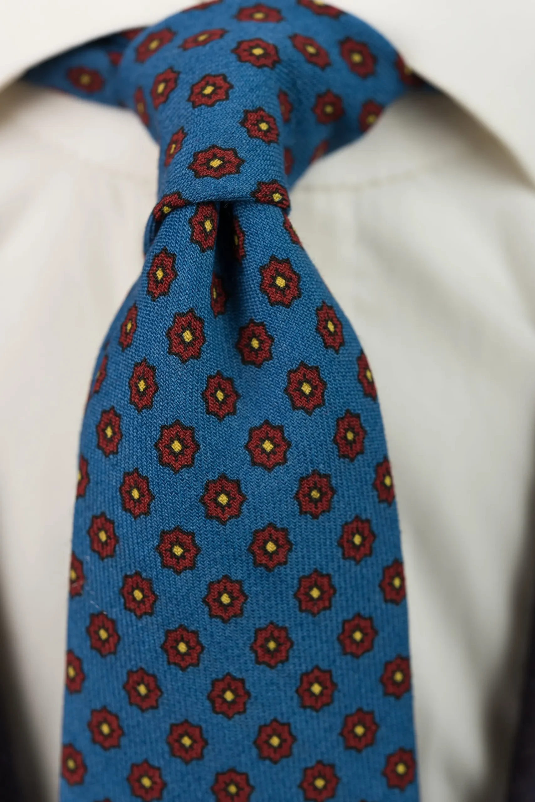 Mohair Blue Geometric Wool Challis Tie