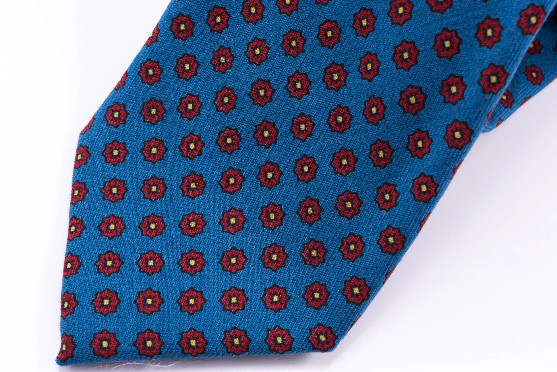 Mohair Blue Geometric Wool Challis Tie